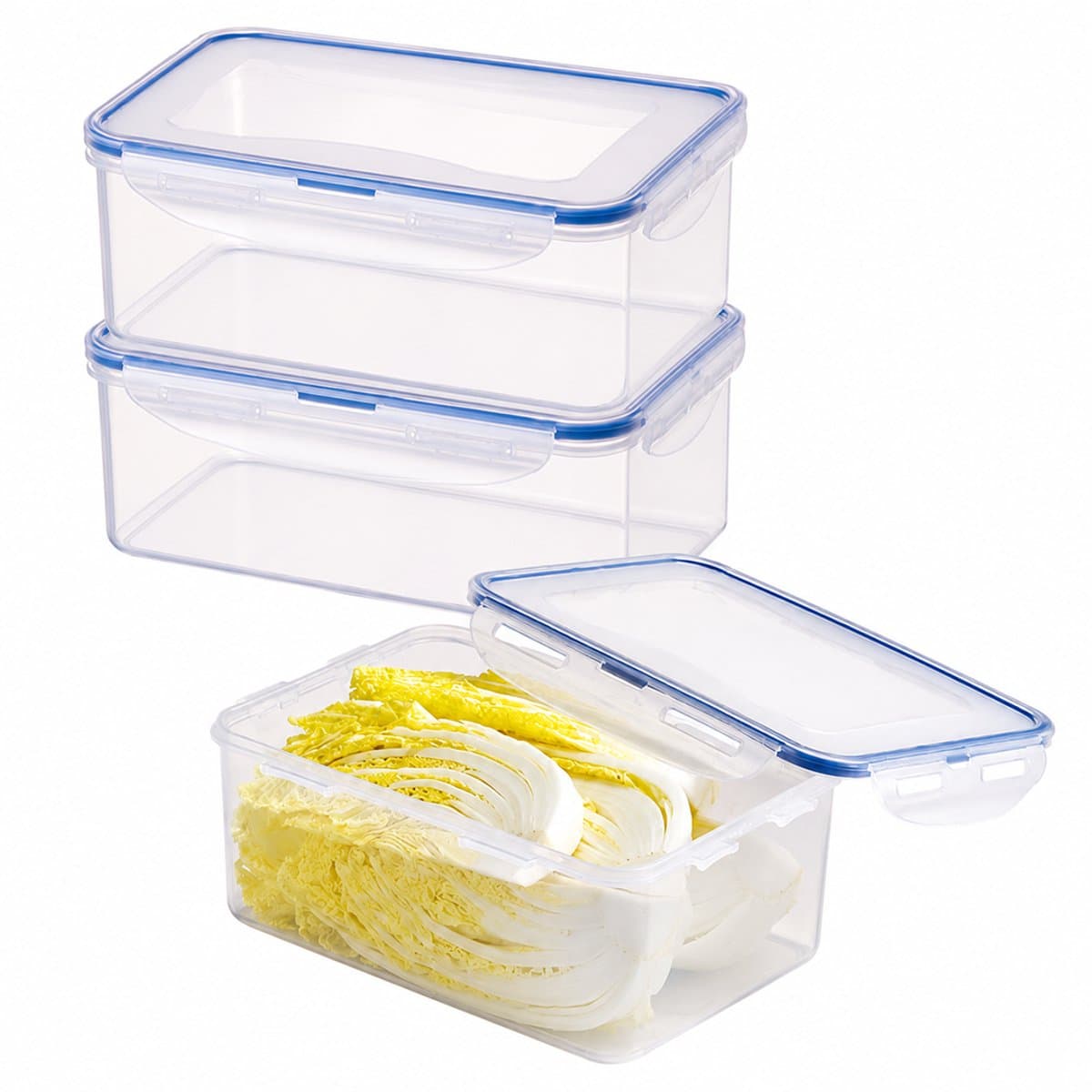 Lock&Lock Diepvriesbakjes - Meal prep bakjes - Vershoudbakjes - 2,3 liter - Set 3 stuks - 100% Lekvrij - BPA vrij - PFAS vrij - Magnetron bakjes met deksel - Diepvriesdozen - Bewaarbakjes - Vershouddoos - Transparant