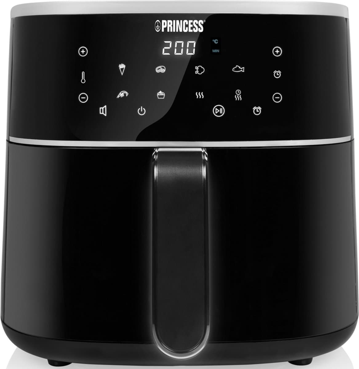 Princess Digitale Airfryer XL 182244 - 6 liter - Groot - PFAS vrij - Heteluchtfriteuse - Zwart - Digital Touchscreen - 8 Automatische Programma's - Inclusief in hoogte verstelbaar Grillrack