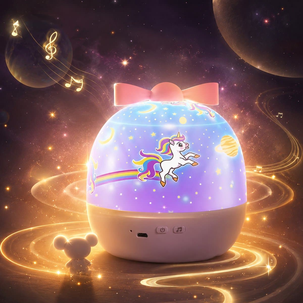 Sercano Eenhoorn Sterrenhemel Projector - Bluetooth Speaker - Nachtlampje Kinderen - 6 Thema's - Oplaadbaar - 5 uur Gebruiksduur - Schattig Cadeau
