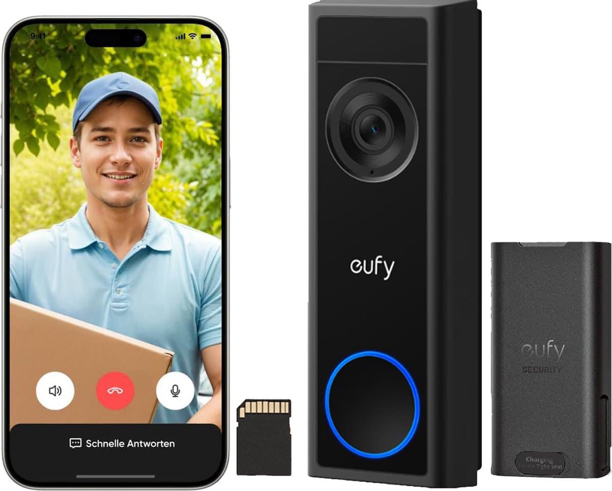eufy Security C31 Video Deurbel 2K - Batterij - 24/7 Opname - Geen Abonnementskosten