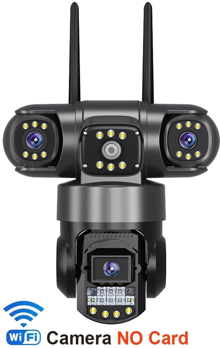 JAQZY Beveiligingscamera's - Met Drievoudige Lens - Wifi - 12MP-Resolutie - 360° Bewaking - 10x Digitale Zoom - Tweerichtings Audio