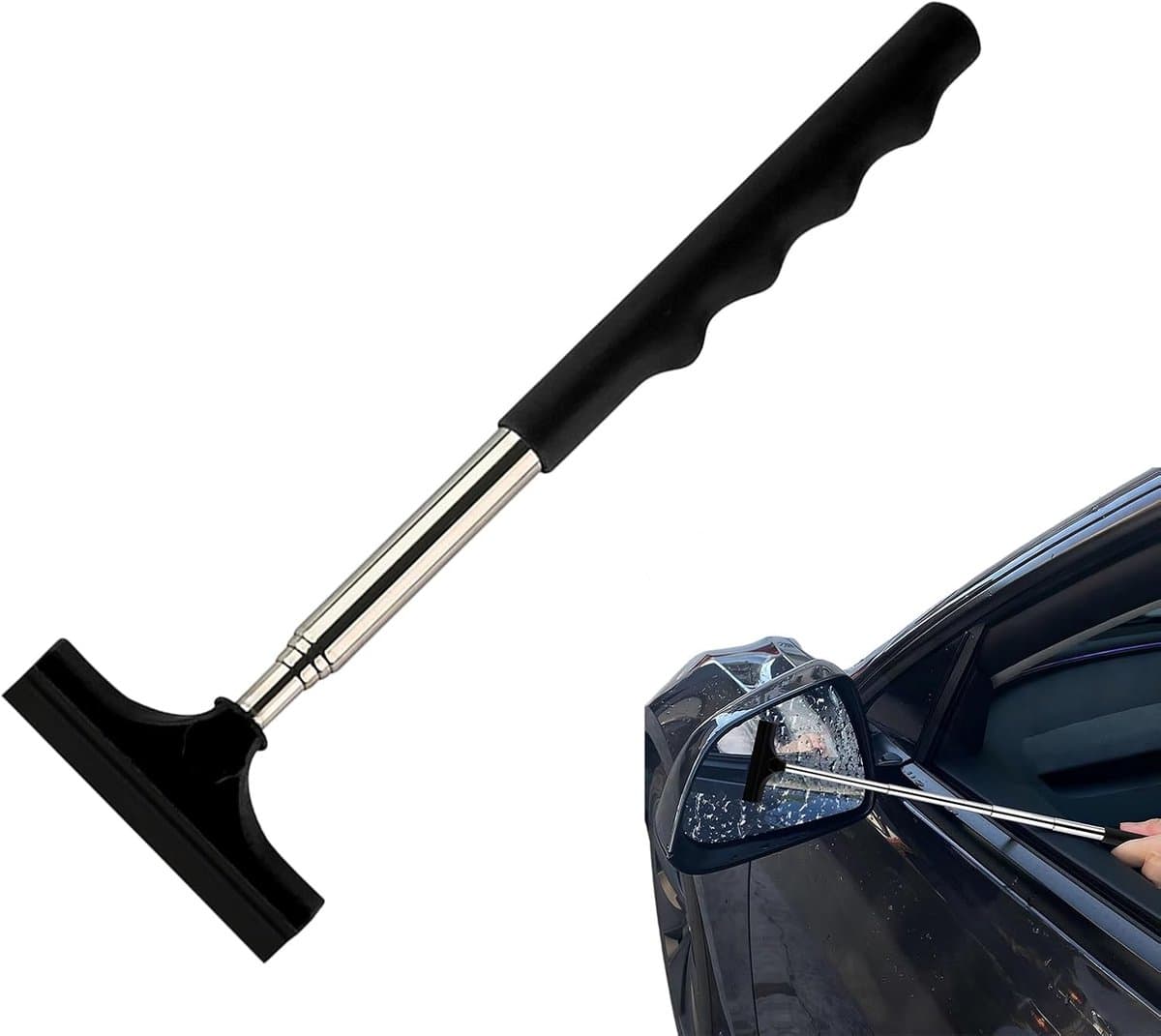 Trekker Auto Zijspiegel - Telescopische ruitenwisser - auto trekker - wisser - professionele raamwisser auto - Geschikt voor vrachtwagen, SUV, sedan, dagelijks gebruik buitenshuis, woon-werkverkeer, roadtrip - zwart