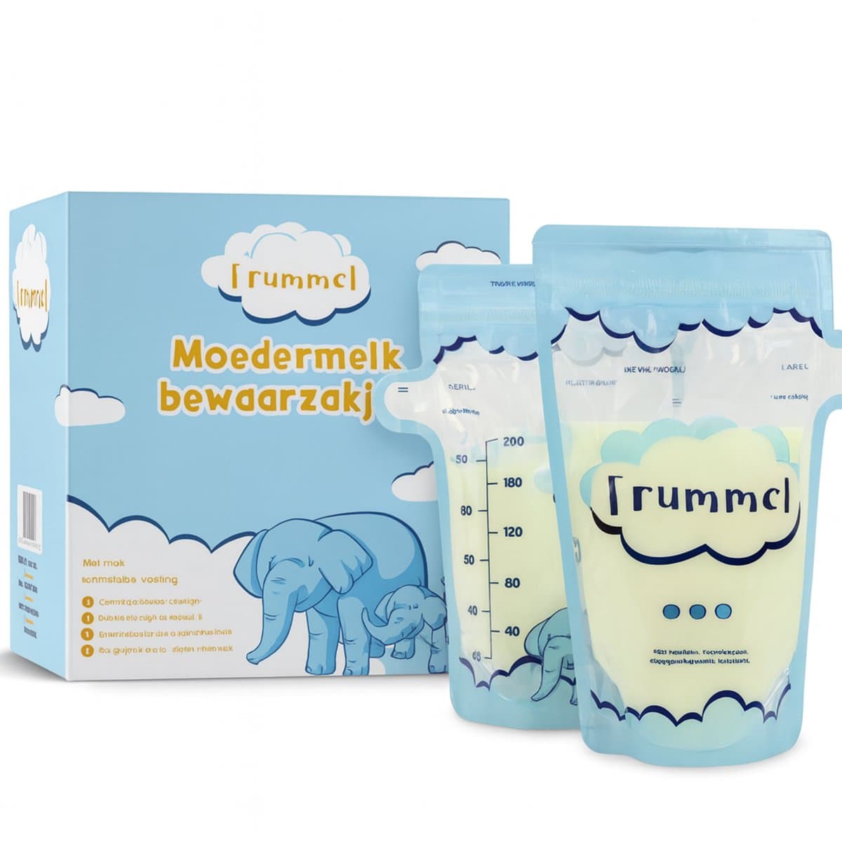 Frummel Moedermelk Bewaarzakjes - 150 stuks - 200 mL - Borstvoeding Opslag - BPA Vrij - Lekvrij - Koelkast en Vriezer - Borstvoeding Bewaarzakje