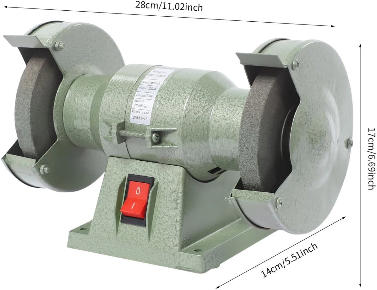 Zolara Dubbele Slijpmachine 125 mm - 250W Tafelslijper- Met 2 Slijpschijven - Slijpen - Polijsten - Wielslijper