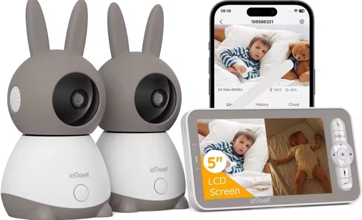 Babyfoon - Babyfoon met Camera - Baby Monitor - 5-inch Video Babyfoon met Camera - Audio, 4x Zoom, 1000m Bereik, Infrarood Night Vision & Slaapliedjes