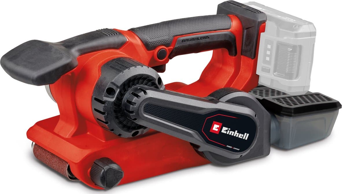 Einhell Professional Accu Bandschuurmachine TP-BS 18/457 Li BL Solo - Power X-Change - 18 V/Li-ion - Koolborstelloze motor - Schuuroppervlak: 126x75 mm - Bandgrootte: 457x75 mm - Incl. 3x schuurband (K80) - Excl. accu en lader