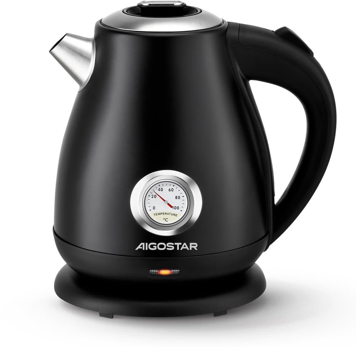 Aigostar Waterkoker Retro - BPA Vrij - 1,7 Liter - Elektrische Waterkoker - BPA-vrij - Anti calcium filter - RVS - 2200W- Zwart