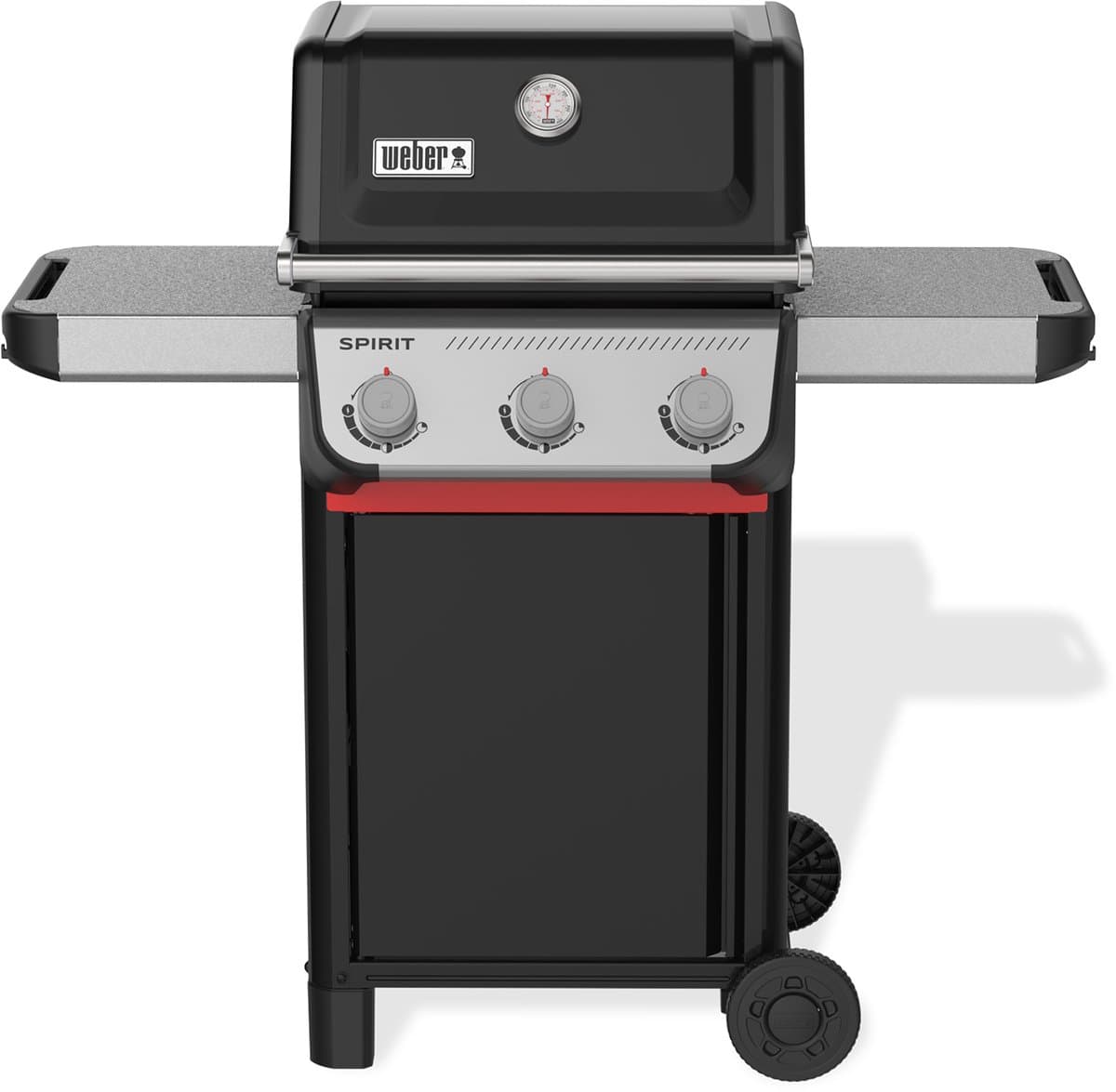 Weber Spirit E-310 - Gasbarbecue - Zwart - 3 Branders met 7,8 kW vermogen - Porselein geëmailleerde gietijzeren grillrooster - 2 Zijtafels - 2 Duurzame wielen - Kast met deur