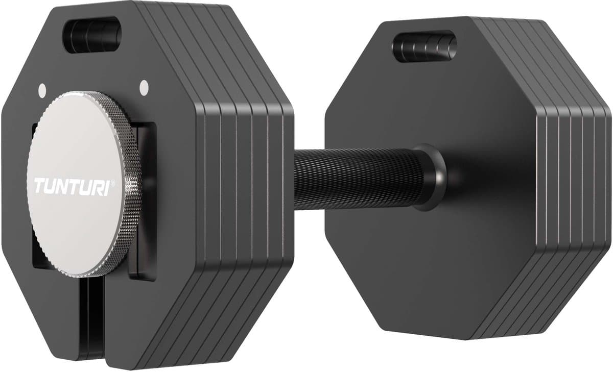Tunturi Rapid Verstelbare Dumbbell – Verstelbaar van 4 tot 28 kg – 25 gewichten in één – Gewichtenset voor thuis