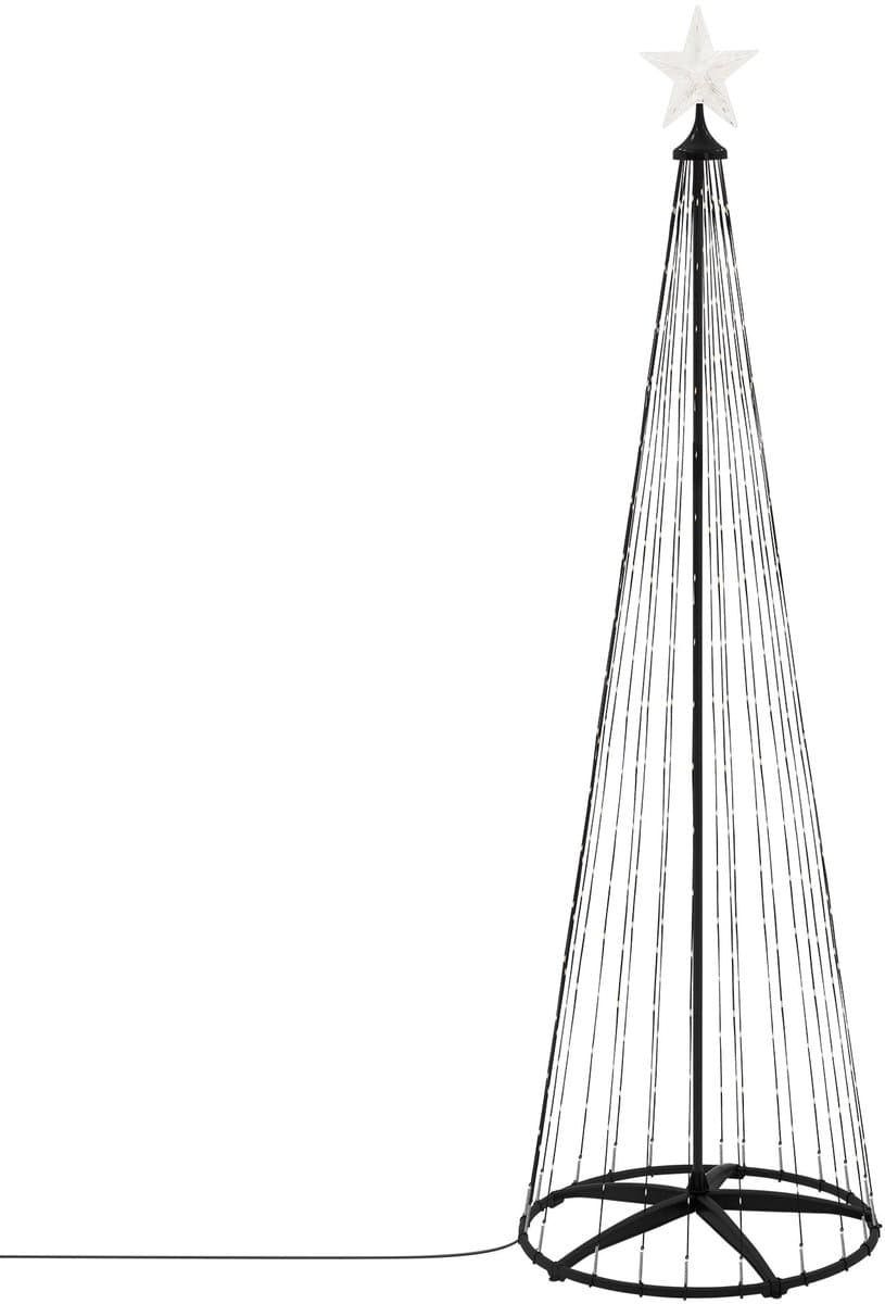 ECD Germany LED kerstboom 210 cm voor buiten 370 warm witte LED lampjes dimbaar met timer 9 lichtstanden met afstandsbediening ster metalen lichtpiramide weerbestendig tuin kerstdecoratie kegelvormige lichtboom kerstverlichting feestdecoratie