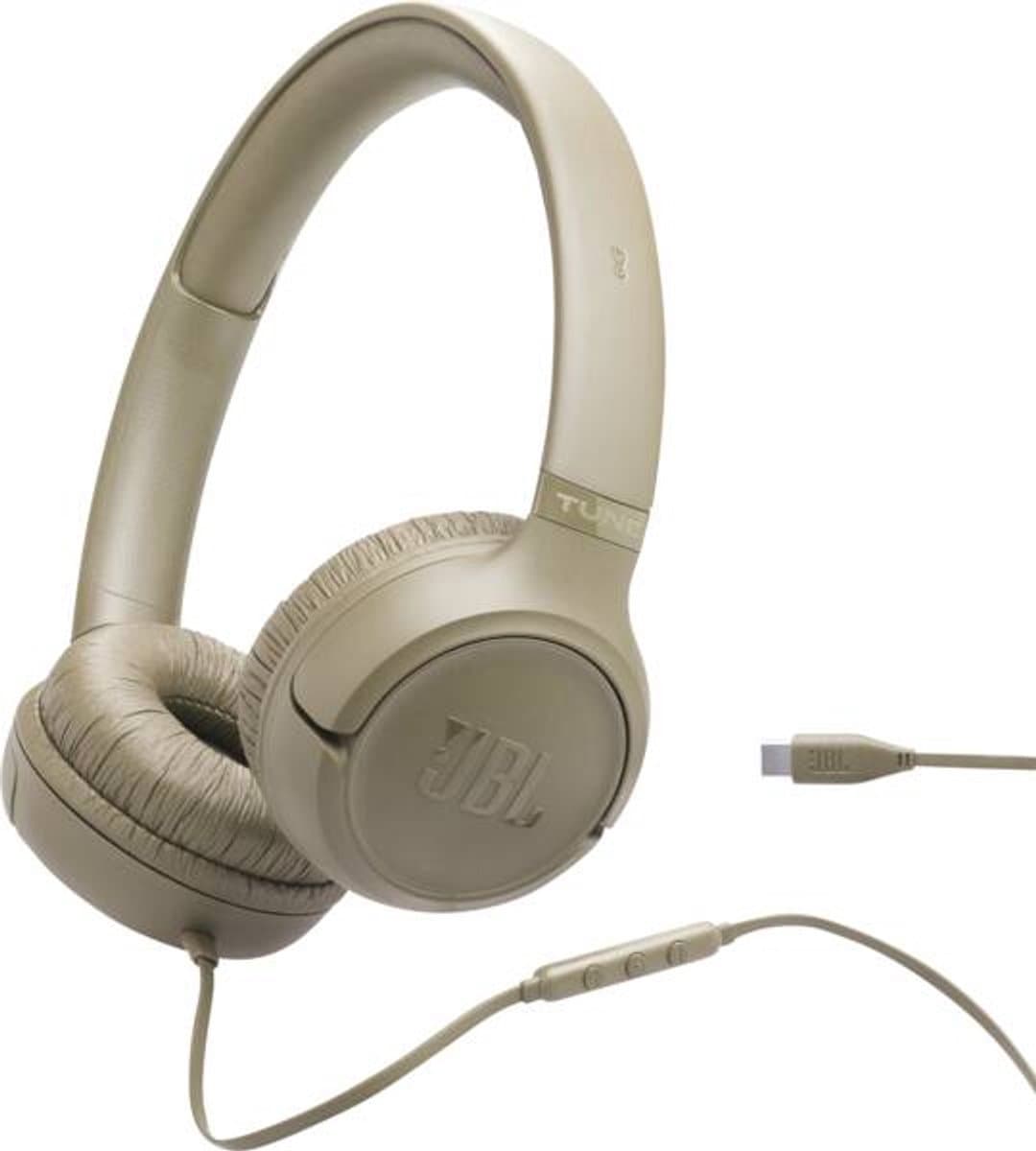 JBL Tune 530 USB-C - USB C Koptelefoon - Bedrade On-ear Headset voor iPhone 15, 16 & 17 - Met Microfoon - JBL Pure Bass - Samsung & Laptop - Beige