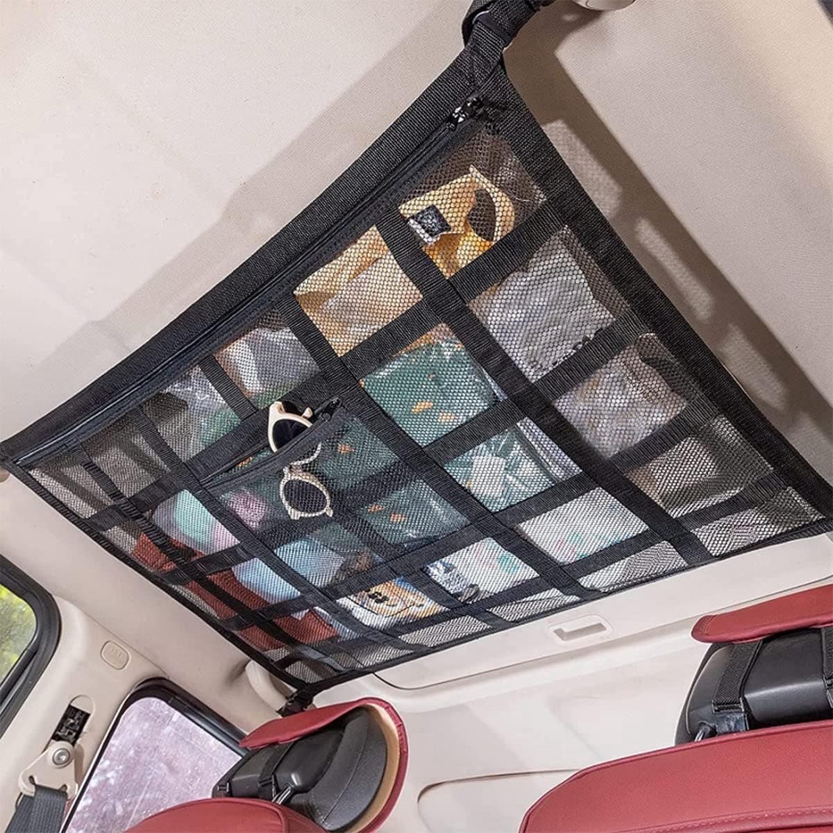 Opbergnet voor kofferbak autodak - Organizer-nettas - Kofferbaknet auto bagagenet -Kofferbak organizer auto - Bagagenet - Cargo organizer - Scheidingsnet - 90x60cm - Zwart