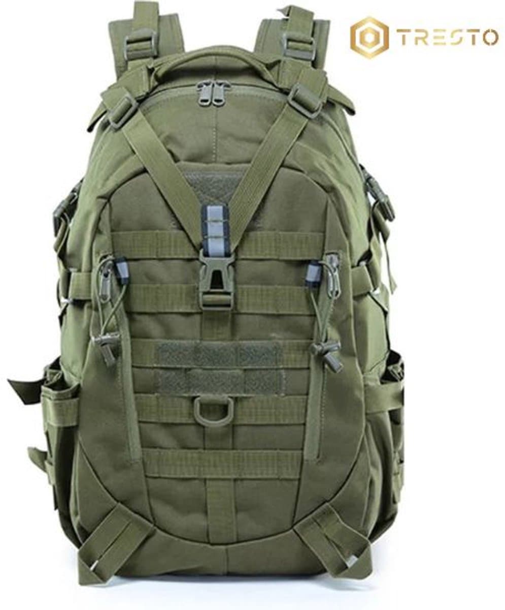 TRESTO - Rugzak – Rugtas - 40L Militaire Backpack – Waterdicht & Duurzaam – Geschikt voor Reizen, Wandelen, Kamperen & School – Legergroen – Unisex (Dames & Heren)