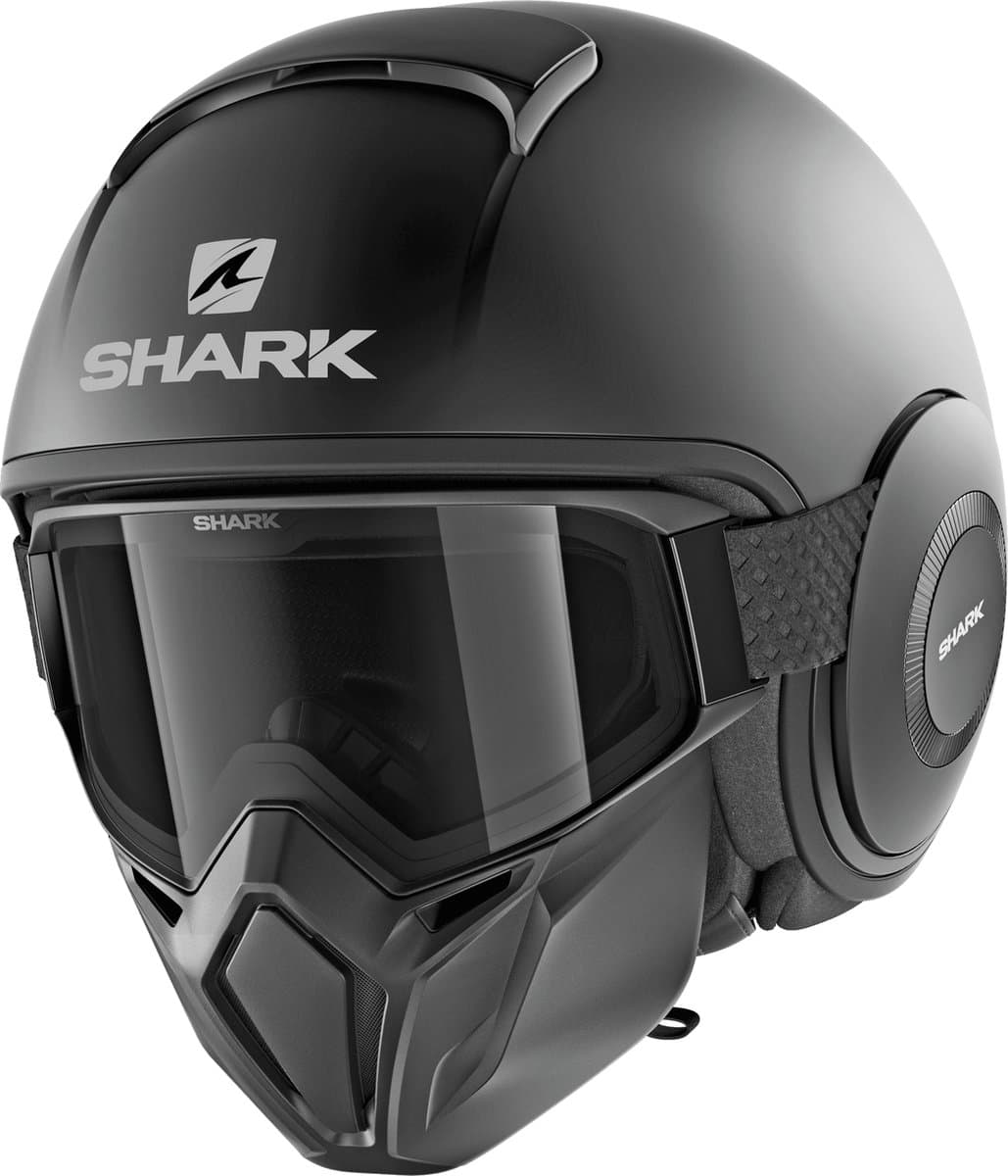 SHARK STREET DRAK BLANK Motorhelm jethelm MAT Zwart- Maat XS