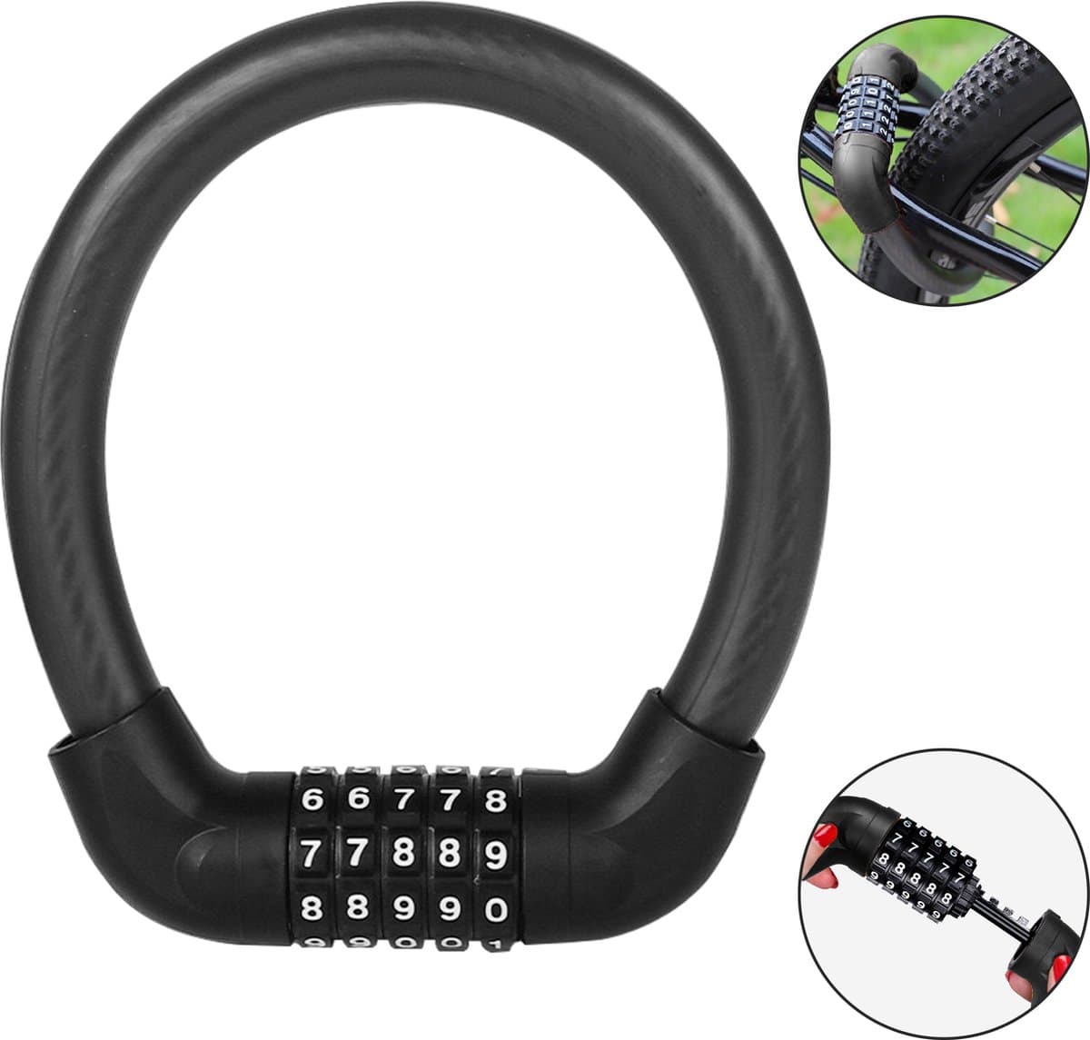 Colorful Sun® Fietsslot met cijferslot - Ø17,2mm / 40 cm - 1 stuk - Kabelslot Fiets - Fietssloten electrische fietsen - Cijferslot - Code Kabelslot - Cijfercombinatieslot - Slot met Code - Zwart