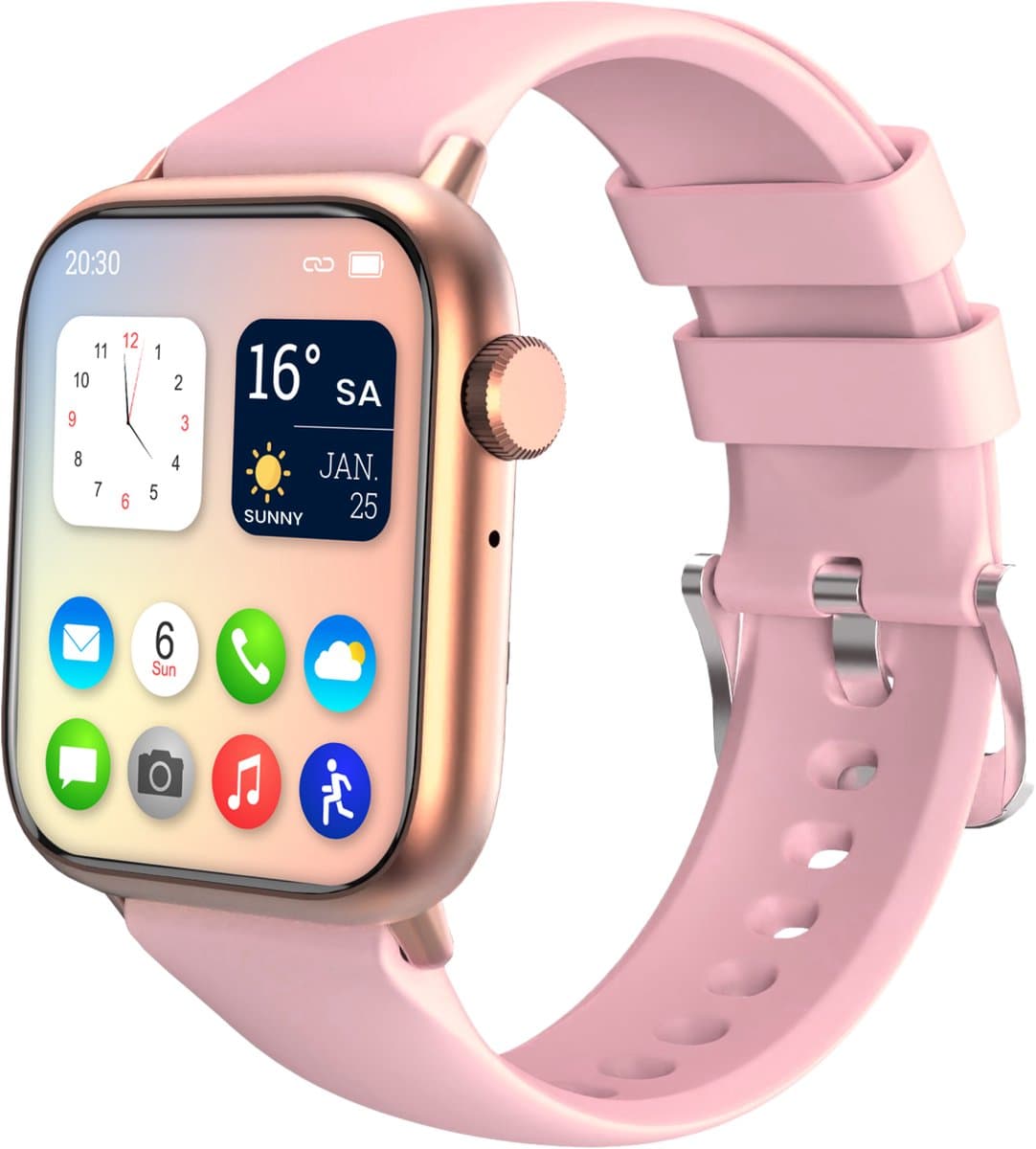 Nuvance Smartwatch Heren & Dames met Bluetooth - 45mm - Geschikt voor alle Smartphones - Stappenteller & Hartslagmeter - Roze