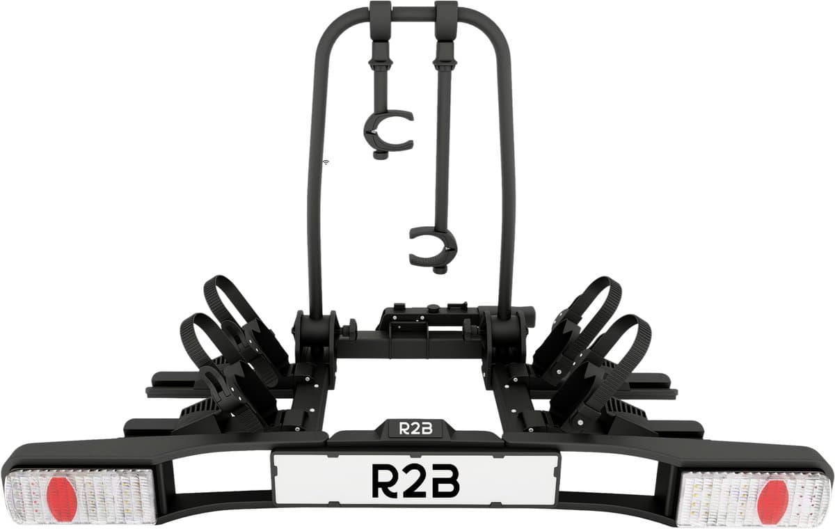 R2B Fietsendrager Auto - 2 (Elektrische) Fietsen - Inklapbaar én Kantelbaar - 60 KG Draagvermogen - 13 Polig - Fietsendrager electrische fietsen 2 - Fietsdrager voor op trekhaak - Bike Rack Car - Fietsenrek Auto