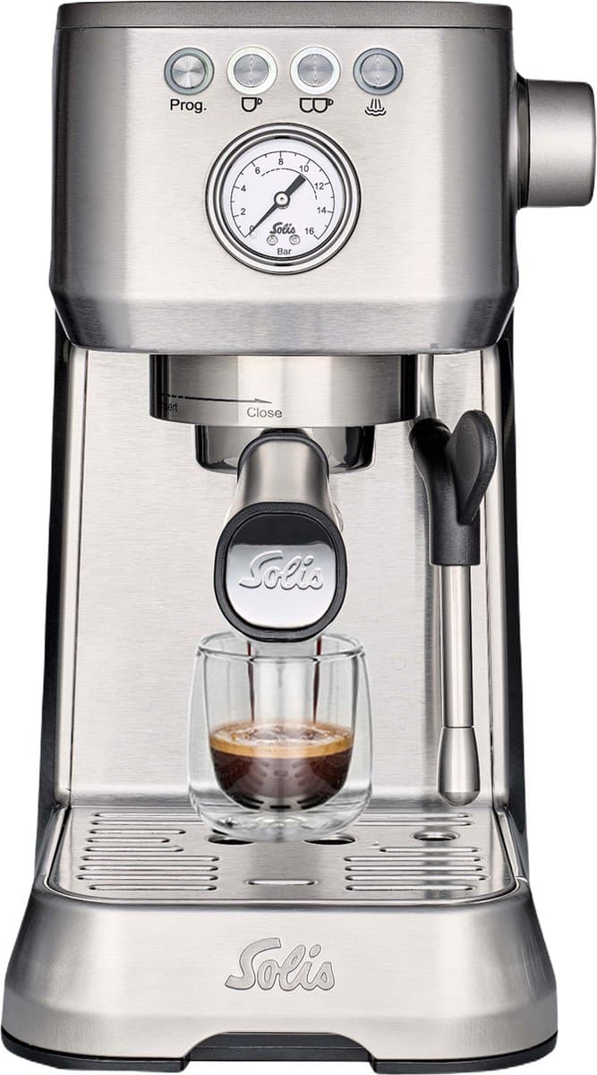 Solis Barista Perfetta Plus 1170 V2 Pistonmachine - Heerlijke Koffie Binnen 1 Minuut - Compacte en Hoogwaardige Espressomachine - Melkschuimsysteem - Zilver
