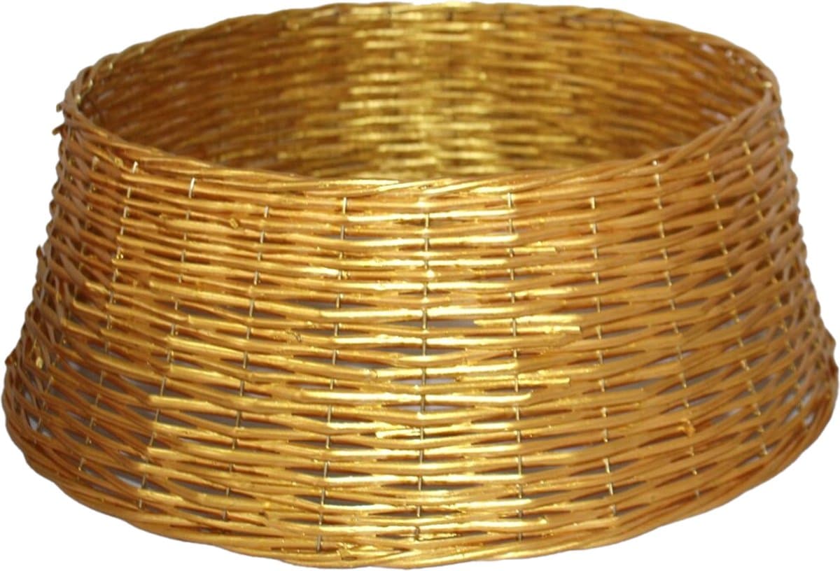 Gerim Kerstboomrok/kerstboommand - goud gevlochten - D58 cm en H21 cm - kerstboom 180-210 cm