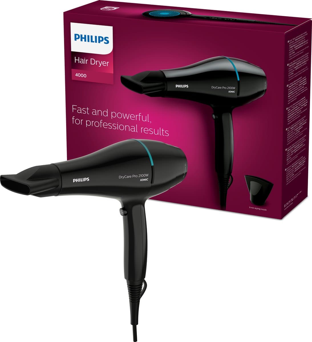 Philips DryCare Pro Fohn – 2100W – Haardroger met Ionentechnologie – 3 Warmtestanden – BHD272/00