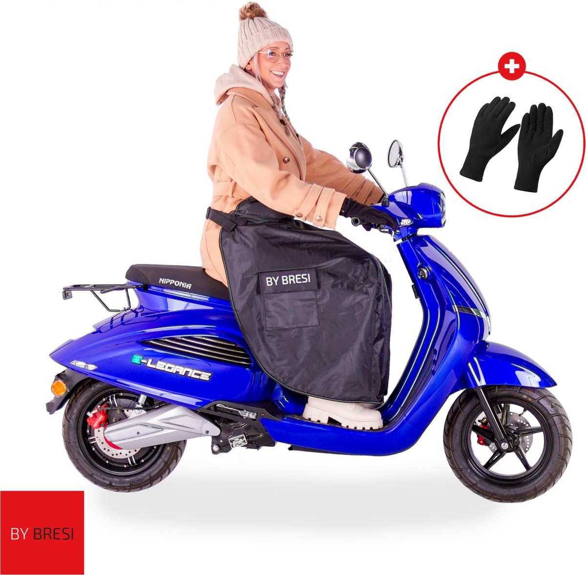 By Bresi - Beenkleed Scooter Universeel met gratis handschoenen - 14 - Beenkleed - Schootskleed - Brommerkleed - Scooter Beenkleed - Fleece deken -Scooter Deken - Waterdicht - Winddicht - Deken - Hoes - Beenwarmer - Beenhoes scooter