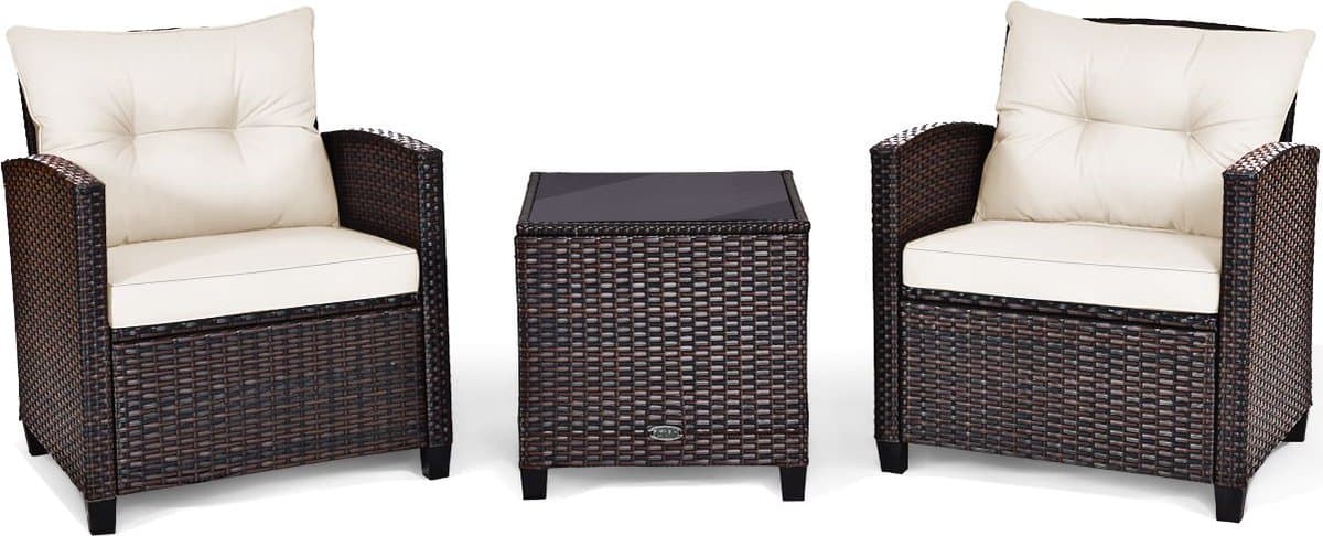 Balkonset 2 personen - Tuinset - Bistroset - Zwart - Weerbestendig - 3 delig - Tuintafel en 2 stoelen - 2 personen - Gecoat staal - Onderhoudsvrij staal