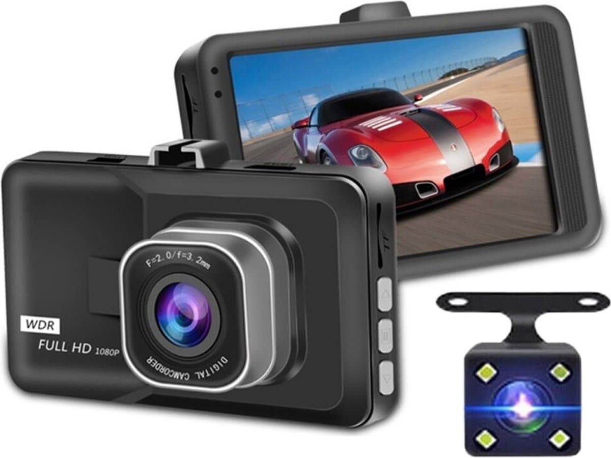 DrPhone DC11 Auto Dashcam Voor en Achter – Full HD 1080P - Nachtzicht – Bewegingsdetectie - 170 ° GROOTHOEK LENS - Zwart