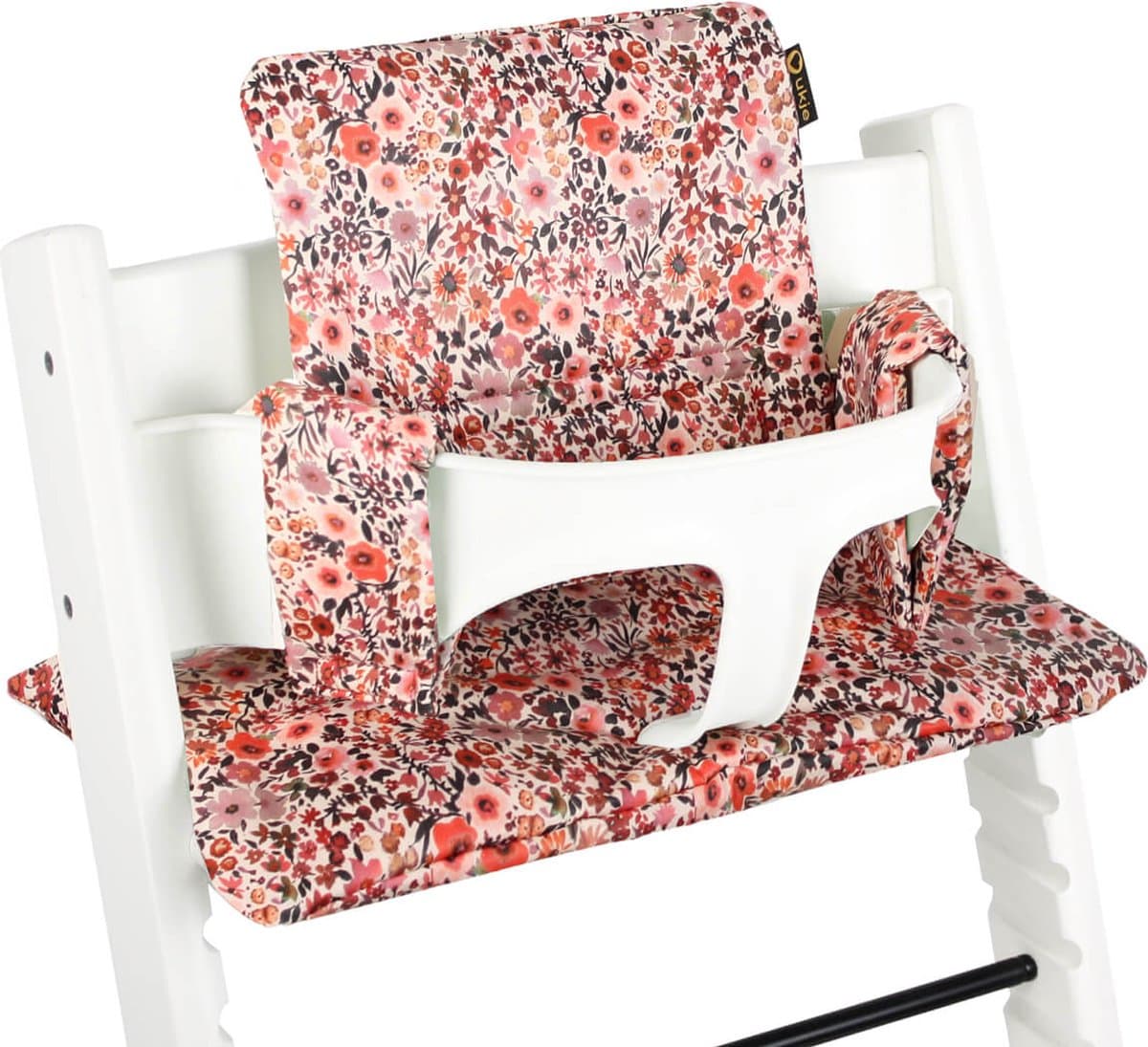 Stoelverkleiner TrippTrapp Kussen - Geschikt voor Stokke Tripp Trapp Kussenset - Kinderstoel Verkleiner - Perfecte Pasvorm - Geplastificeerd en Snel Schoon - Roze - Bloemen Print