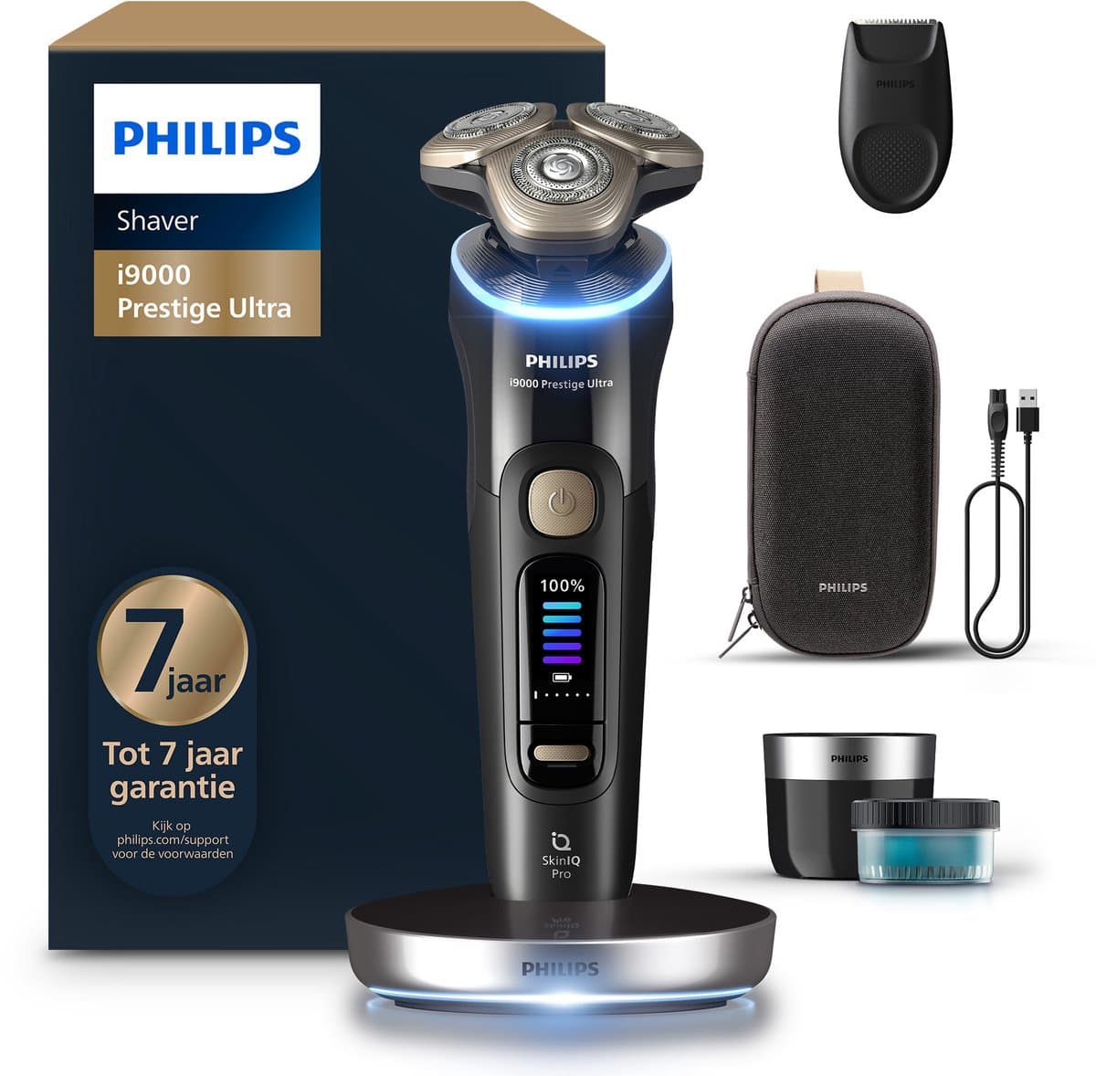 Philips Shaver i9000 Prestige Ultra Elektrisch Scheerapparaat Voor Mannen - Met Quick Clean Pod & Precisietrimmer - Zwart - XP9400/31