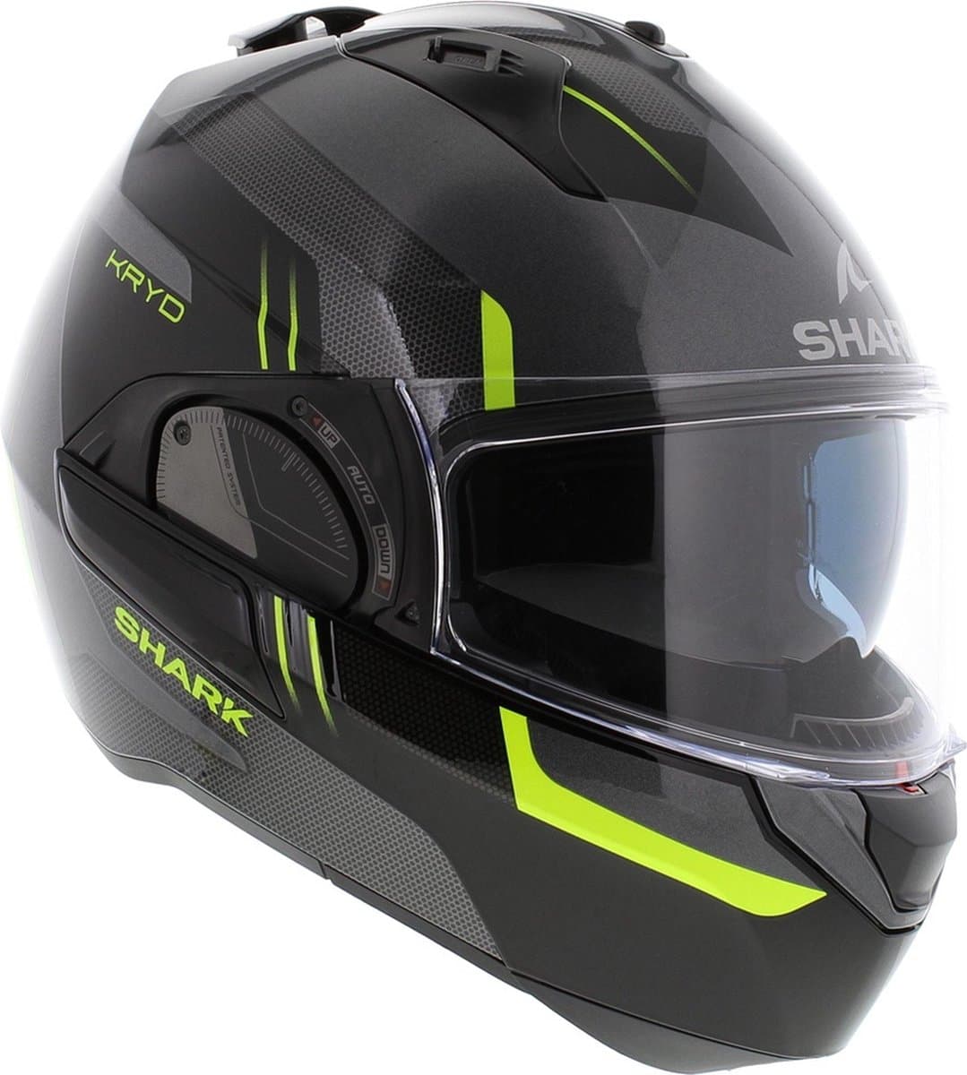 Shark Evo ES Kryd Antraciet Zwart Geel AKY Systeemhelm - Maat XS - Helm