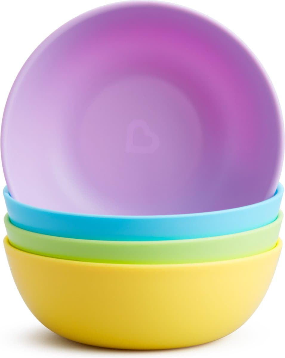 Munchkin Multi Gekleurde Kommetjes voor Kinderen - Vrolijke Kleurtjes - Magnetron- en Vaatwasserbestendig - Per 4 Stuks