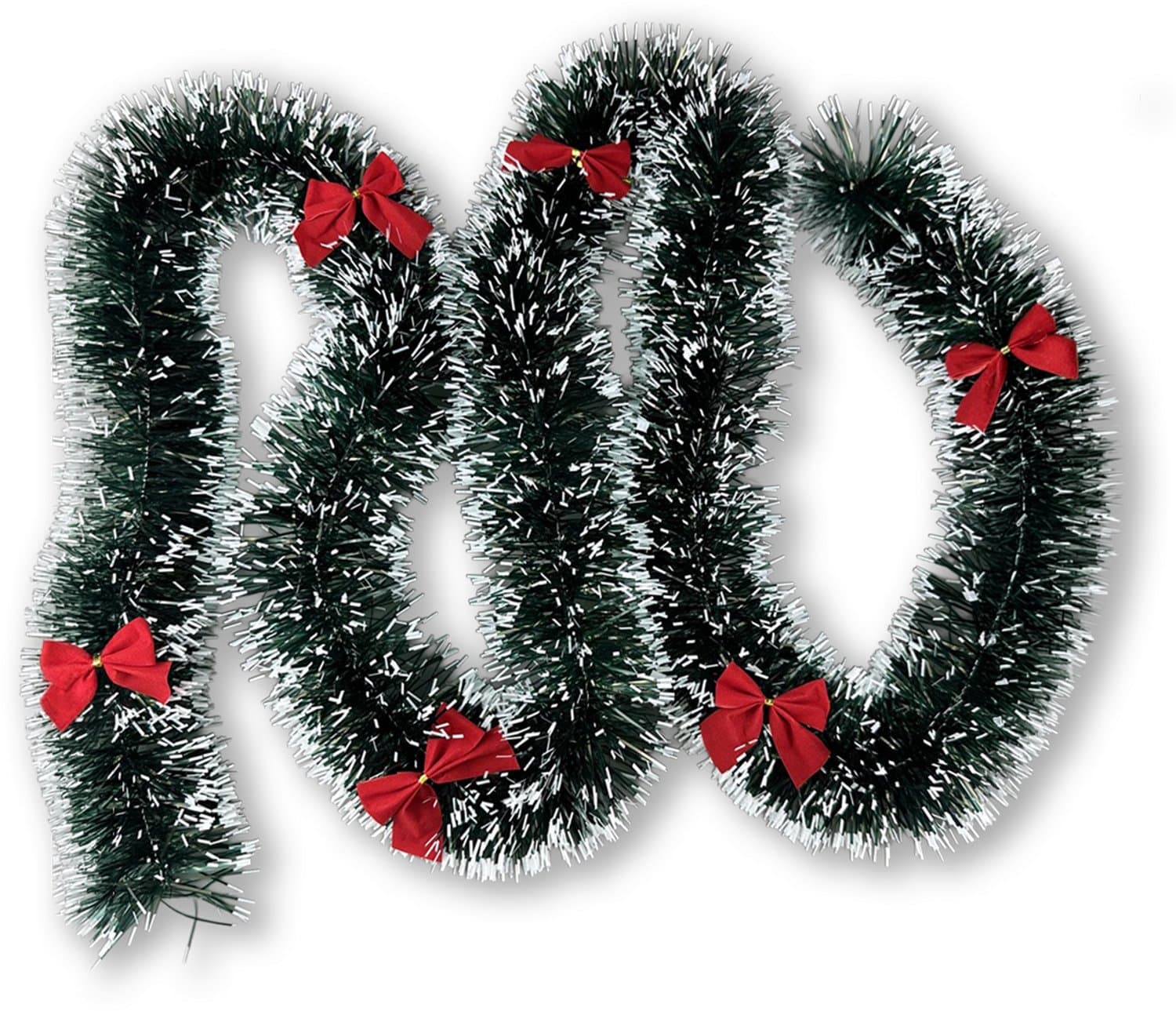 LUQ – Kerstguirlande met Strikken – Groene Kerstslinger – Christmas Garland – Deurdecoratie – Trap Kerstdecoratie