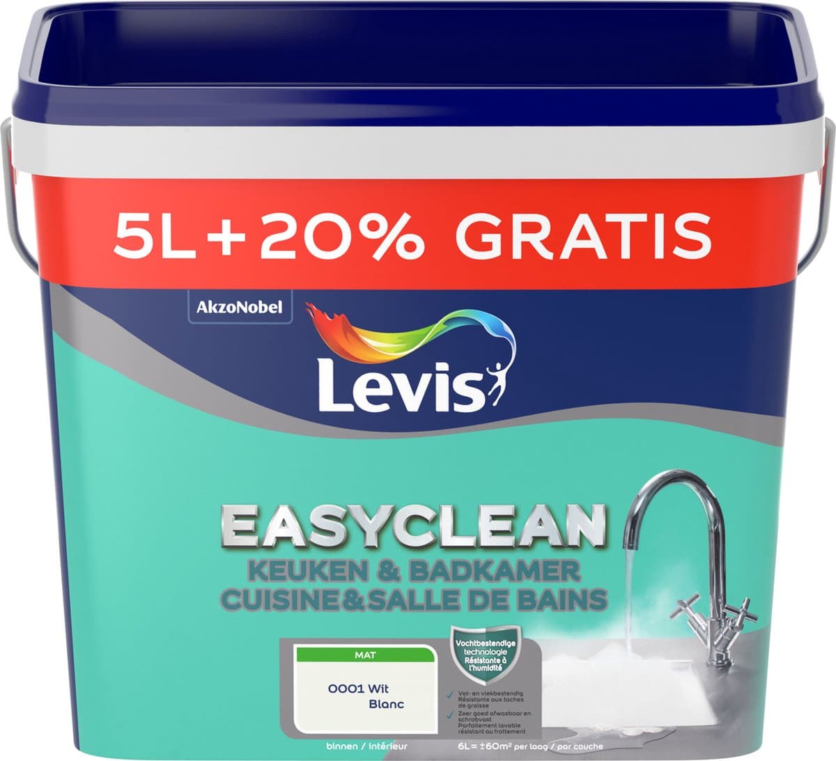 Levis - Easyclean Keuken & Badkamer - Wit - 6 L