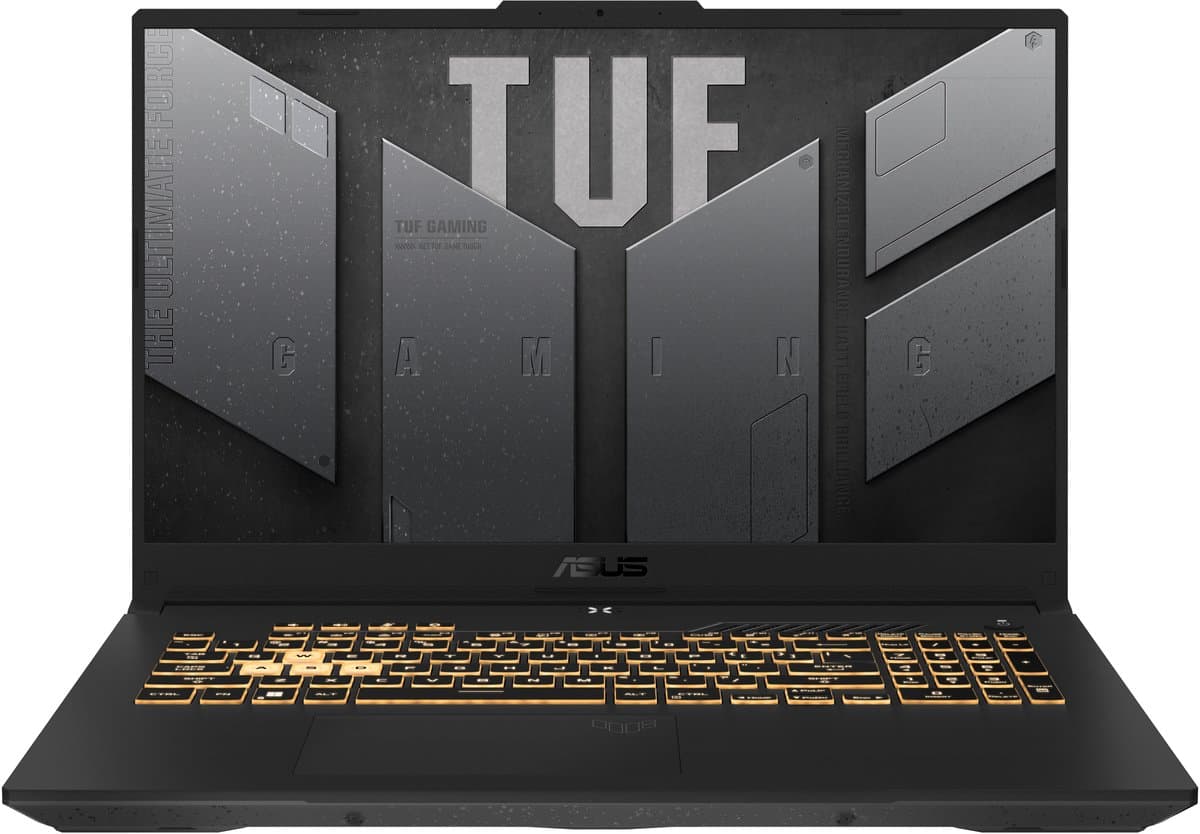 ASUS TUF Gaming F17 FX707ZC4-HX038 Intel® Core™ i5 i5-12500H Laptop 43,9 cm (17.3") Full HD 16 GB DDR4-SDRAM 512 GB SSD NVIDIA GeForce RTX 3050 Wi-Fi 6 (802.11ax) Zwart, Grijs