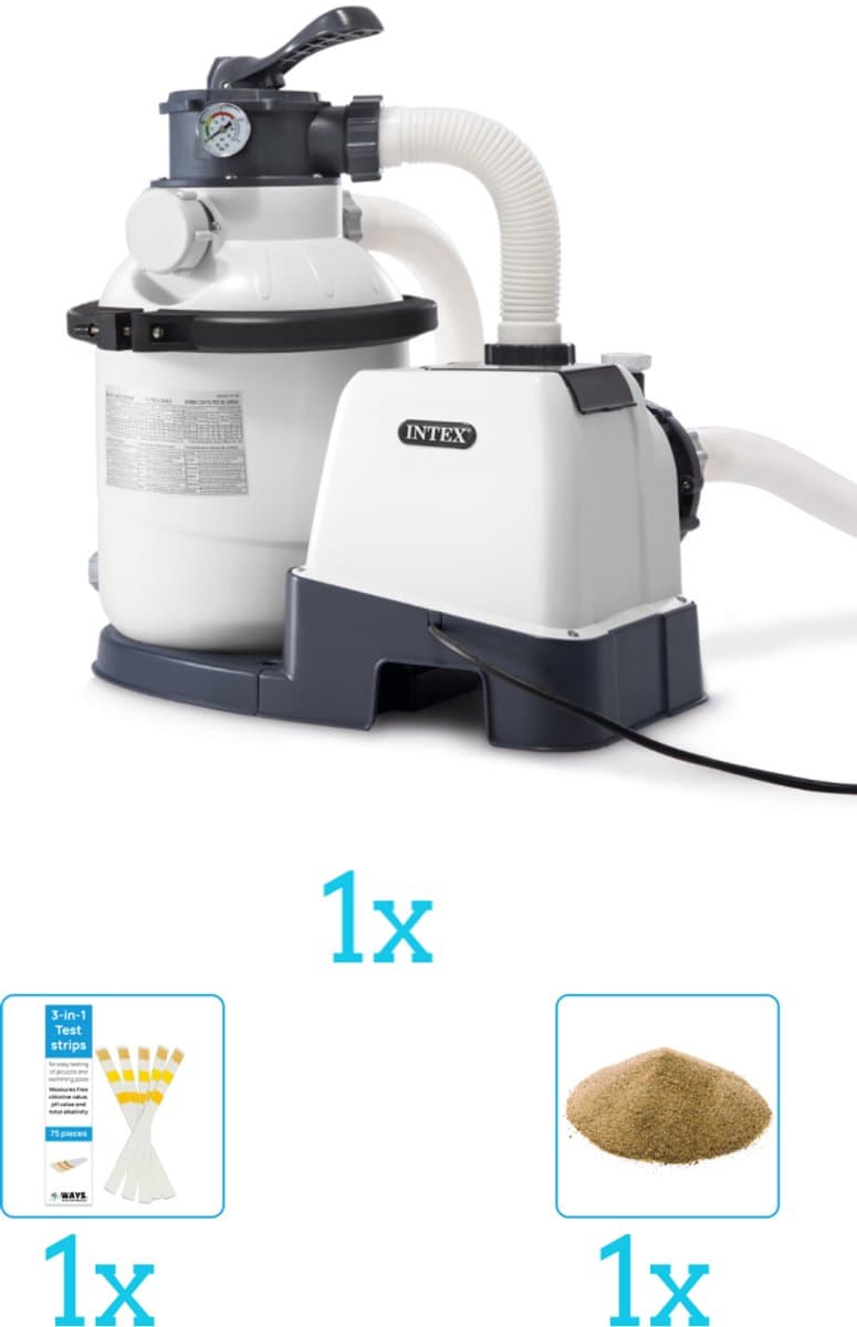 Intex 26644GS Zandfilterpomp - SX1500 - 4000 liter per uur inclusief Filterzand en Testrips