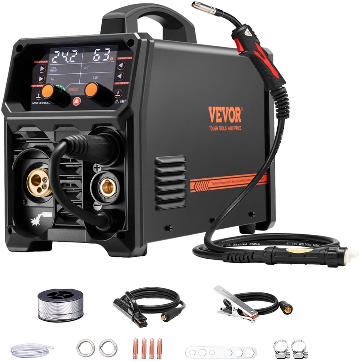 5-in-1 MIG-lasapparaat 200 Amp - Pluse Mig-lasmachine - Gas MIG - Flux Core MIG - Stick - Lift TIG - AU TIG met LCD-scherm