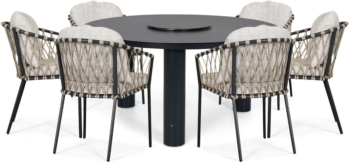 Tuinset Ronde tuintafels 6 personen 150 cm Rope Grijs Lifestyle Garden Furniture Morano/Arancia