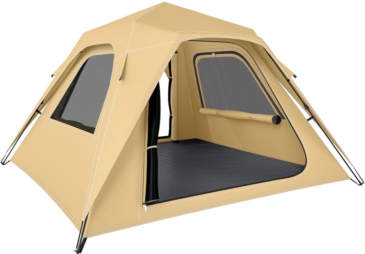 Familietent - 2-3Personen - Kampeertent - Camping Tent - Inclusief waterdichte regenhoes (3000 mm) en opbergtas - Snel Opzetbaa - Voor Camping & Outdoor - UV-bestendig - 240x240x160cm - Khaki