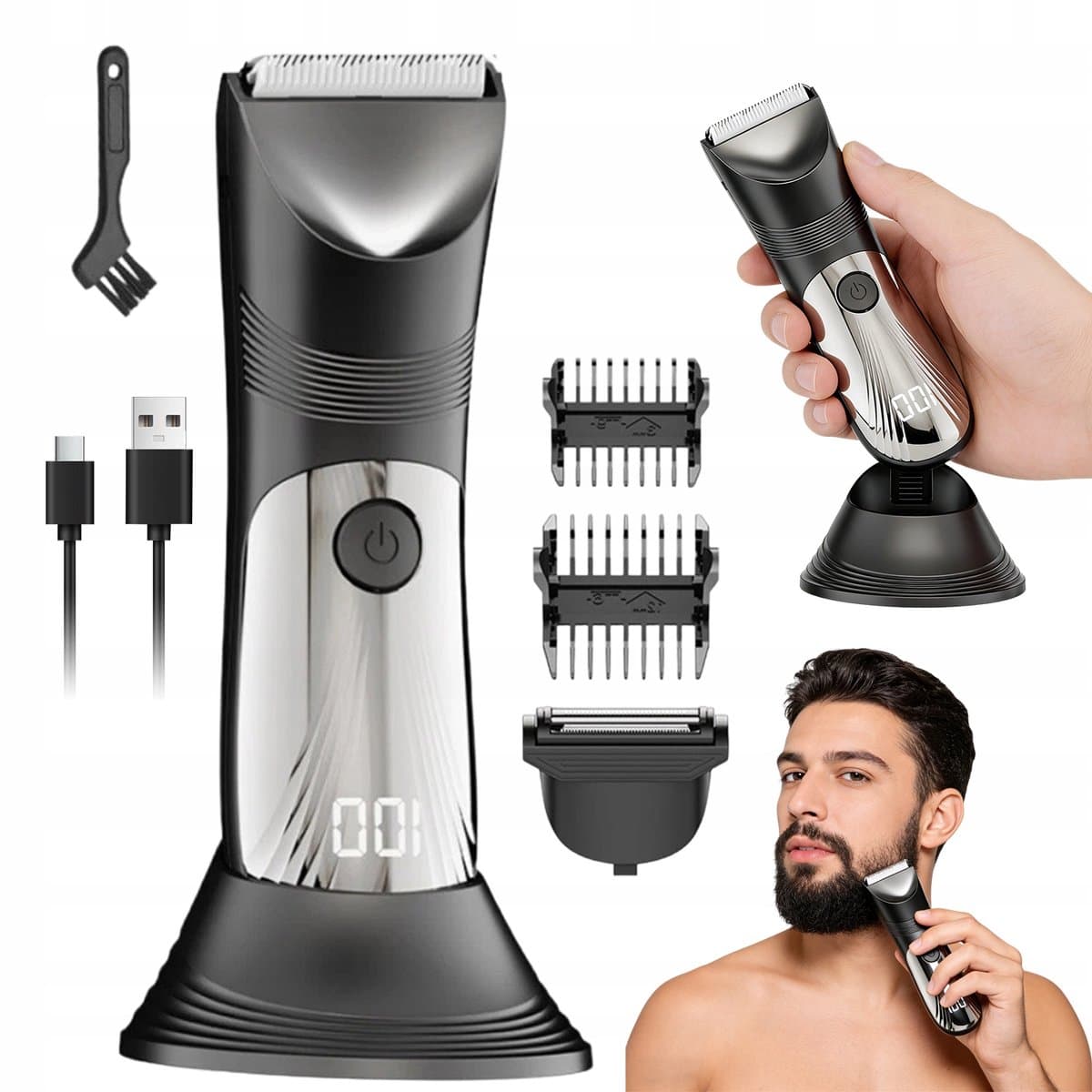 Intimate Trimmer - Scheerapparaat - Intieme Zone Trimmer en Bodygroomer Voor Mannen - Waterdicht Elektrisch Scheerapparaat voor Mannen - Zwart - Gebruik voor het hele lichaam - Met Opzetkammen 3/12mm