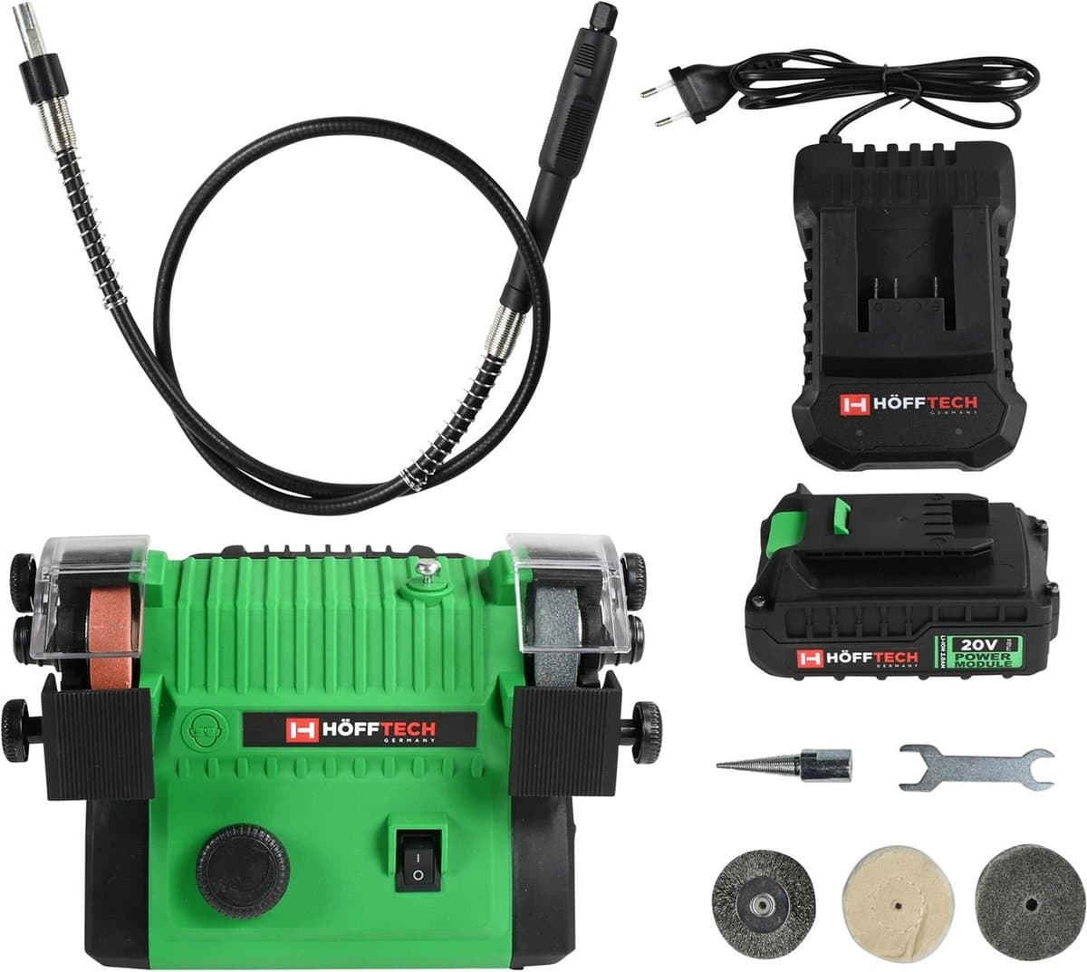 Hofftech Draadloze slijpmachine - multifunctioneel - 20V - antislip - inclusief accu en toebehoren