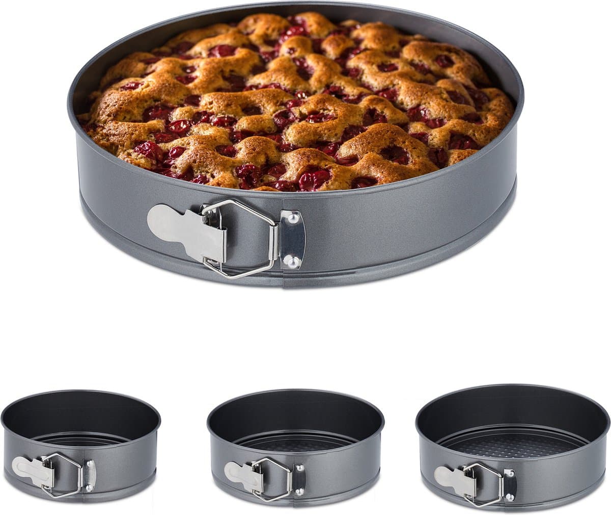 springvorm - set van 4 - Ø 18, 20, 22, 24 cm - rvs - rond - antiaanbaklaag - taarvorm