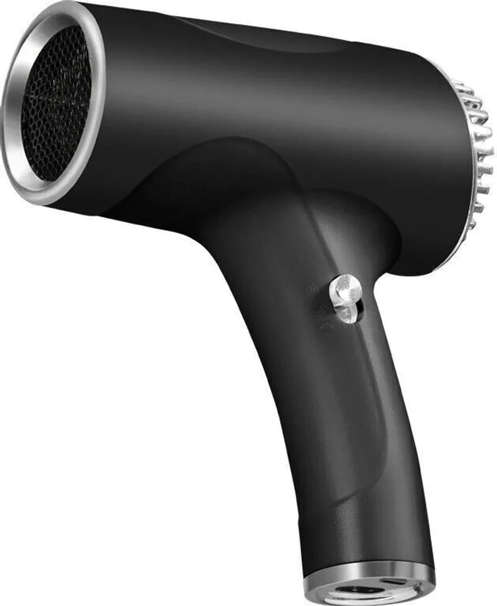 Draadloze haardroger, oplaadbare haardroger, compacte en draagbare haardroger, unisex snelle haardroger, 2600mAh (zwart),Koude luchtventilator