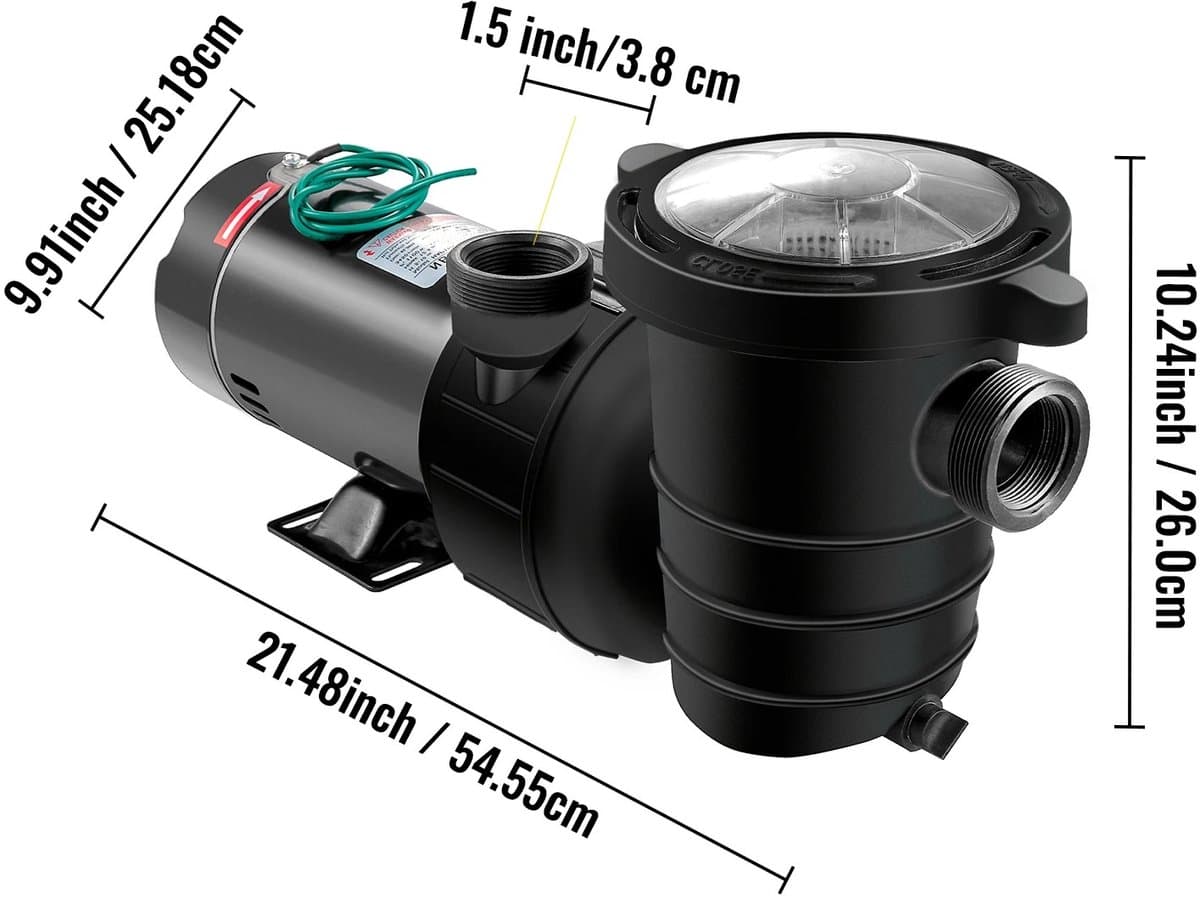 Zimoros Zwembadpomp - 1 PK - Zelfaanzuigende zwembadpomp - Zwembadpomp zelfaanzuigend - Elektrischepomp - Filter Pomp - Zwembad