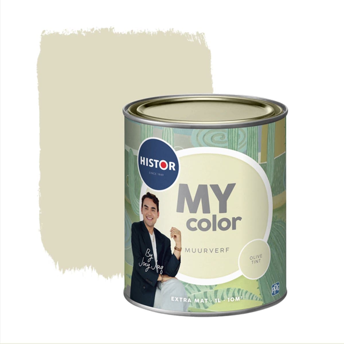 Histor MY Color Muurverf Extra Mat – Intense Kleurkracht – Extra Dekkend en Vochtregulerend - Geurarm & Oplosmiddelvrij – Voor Binnen – Olive Tint – 1 L - Groen - Limited Edition - By Joey Jaq