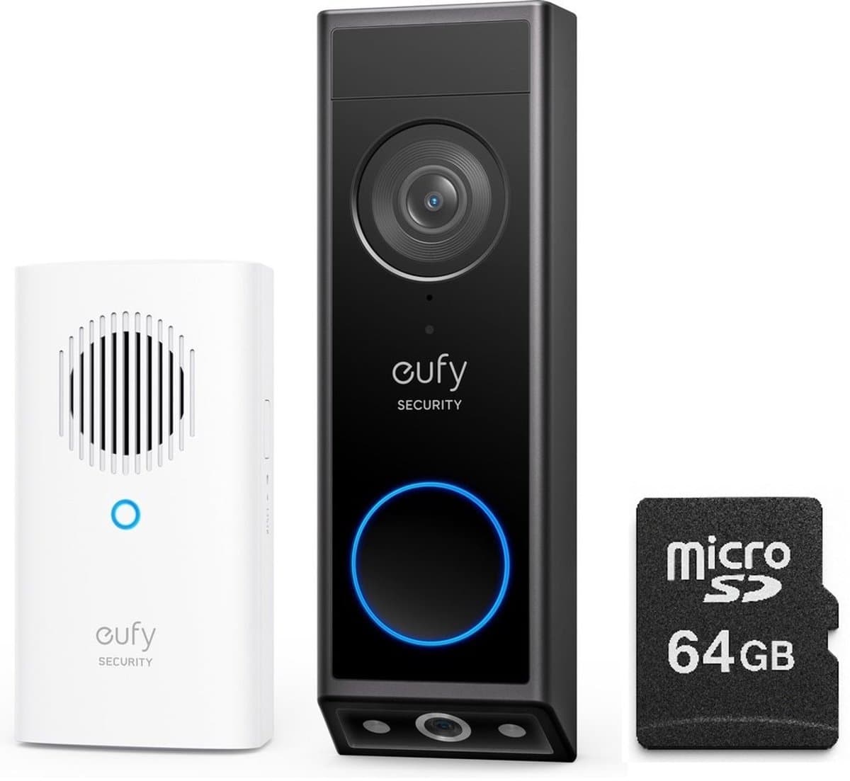 eufy Security E340 2K Draadloze Video Deurbel Inclusief Chime + SD card 64 GB - Bundelvoordeel