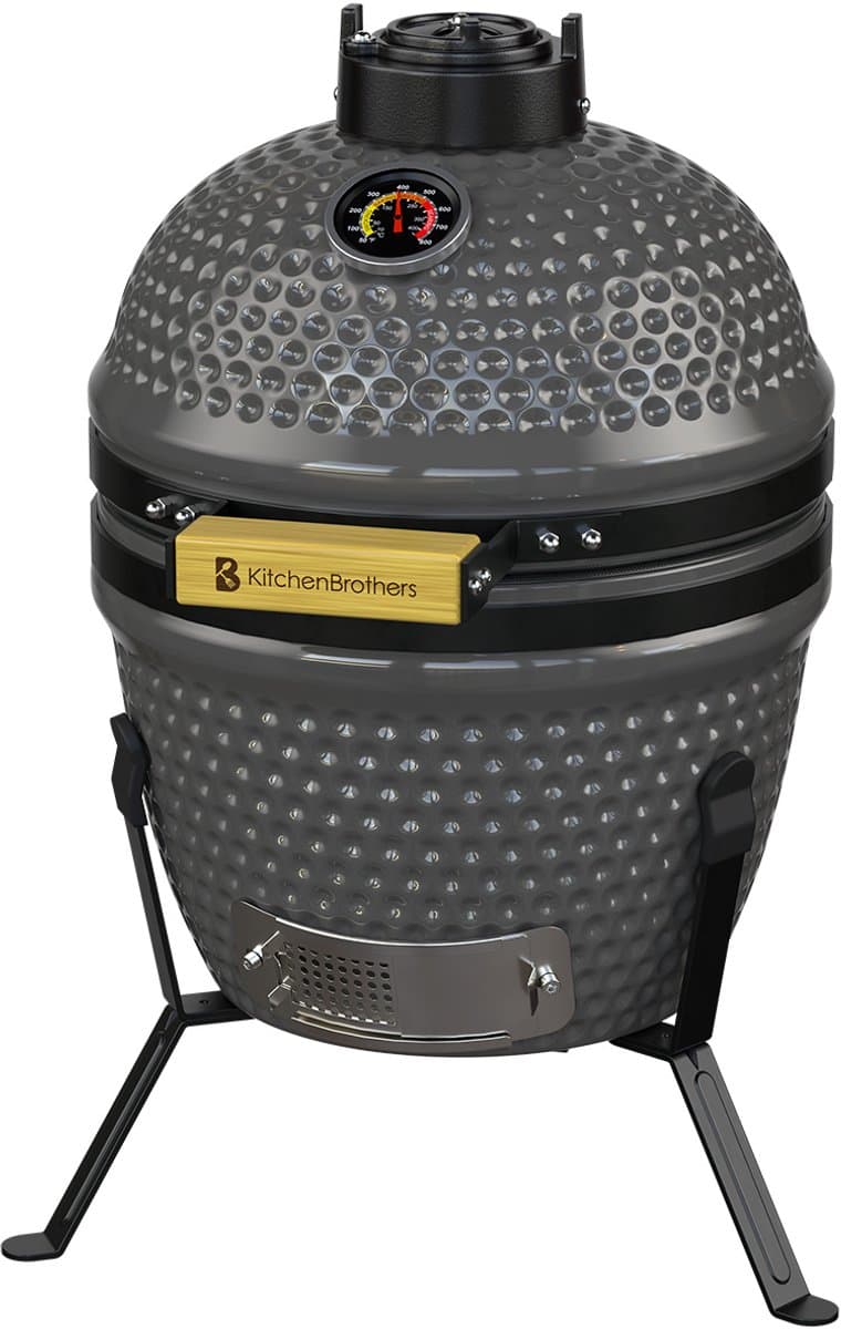 KitchenBrothers Kamado BBQ - 13 Inch Houtskool Barbecue - 27⌀ cm - PFAS-vrij - Egg BBQ - Grijs