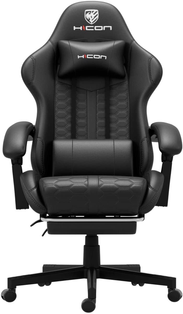 HICON® Gamestoel – Gamestoel met voetsteun - Ergonomische Gaming stoel – Verstelbaar | Lambeth - Zwart