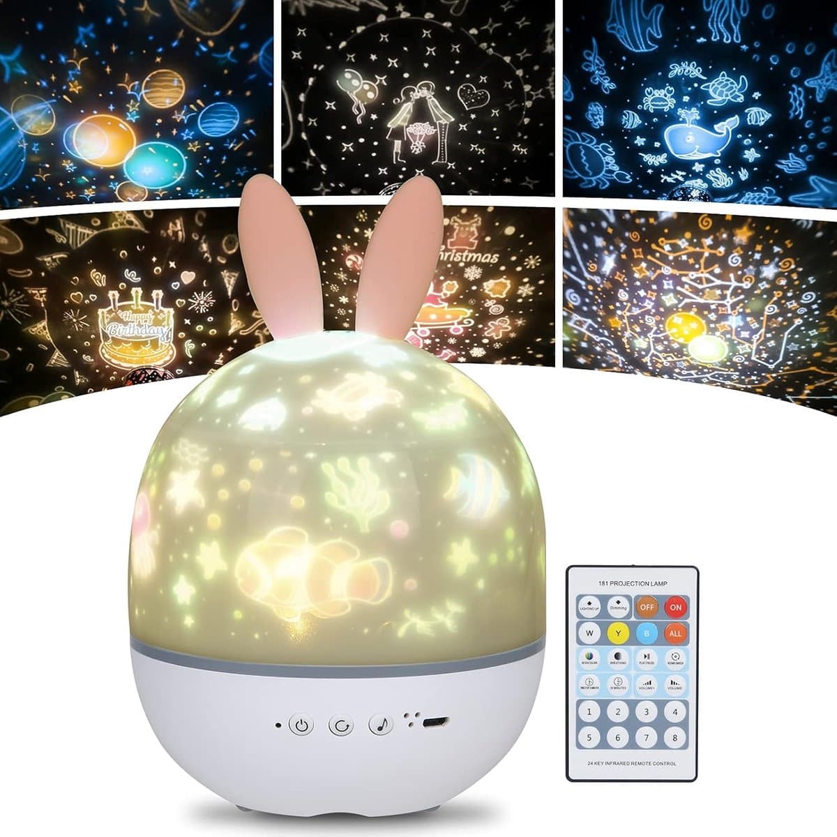 Sterrenhemel Projector, LED Lamp Kinderen, Ocean Wave Nachtlampje, Muziek Lamp Met Timer Voor Kinderkamer Feestdecoratie Kerst (Gewei) (Roze-2),Creëer een Rustige Droomwereld – Sterrenhemel Lamp & White Noise Nachtlamp voor Baby’s & Volwassenen