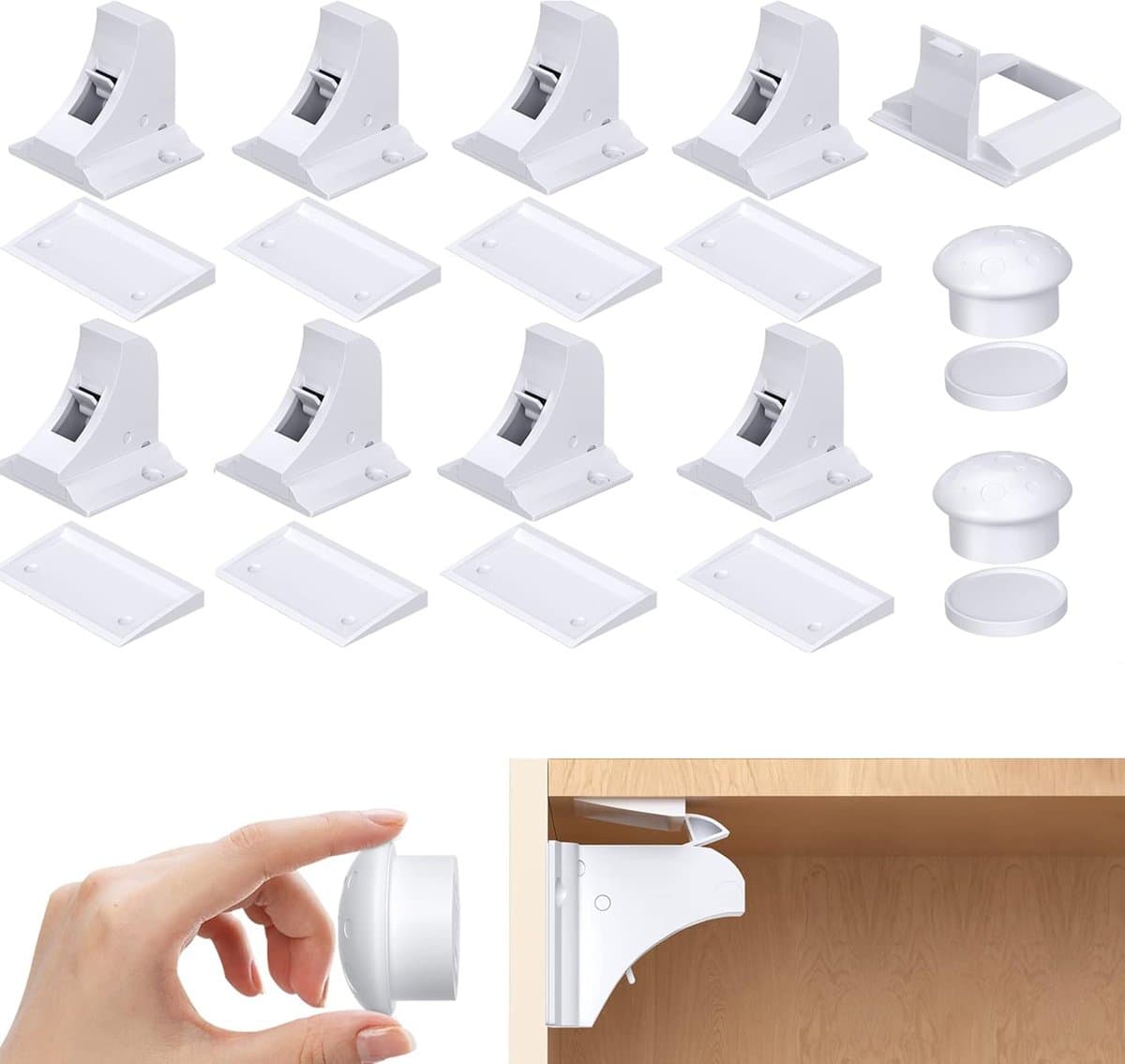Kinderslot Kastjes - 8 Kindersloten + 2 Sleutels - Kastbeveiliging Voor Kinderen - Magnetisch Kinderslot - Onzichtbaar kinderslot - Kinderslot magneet - Veiligheidsslot voor Kastjes - Baby Beveiligin - baby slot - kinder slotjes - Wit