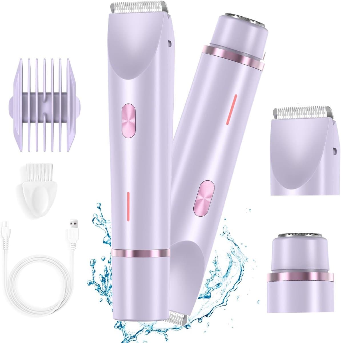 2 In 1 Ladyshaves voor vrouwen – Elektrisch Scheerapparaat – Waterdichte - Bikinilijntrimmer - Comfortabel en zacht – Zachte Trimmer Voor Lichaam En Gevoelige Zones – Comfortabel En Pijnloos Scheren – Paars
